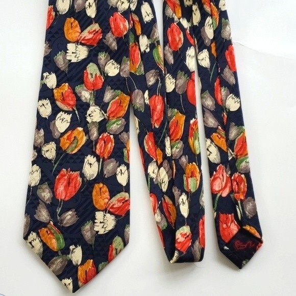 CARNAVAL DE VENISE 100% SILK SPRING TULIP TIE 4" - Picture 2 of 5